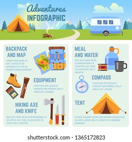 Hiking Banner Design Infographics Adventure Vector Stock Vector ...