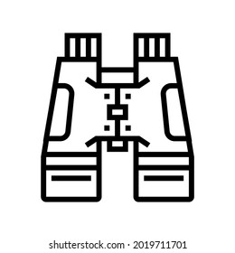Wanderfernseher-Ferngläser-Liniensymbol Vektorgrafik. Wanderfernsehzeichen. isoliertes Kontursymbol