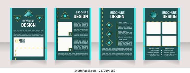 Hiking blank brochure design. Template set with copy space for text. Premade corporate reports collection. Editable 4 paper pages. Bahnschrift SemiLight, Bold SemiCondensed, Arial Regular fonts used