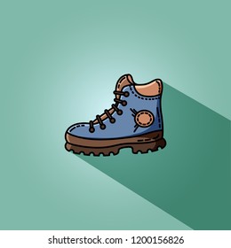 Hiking boot flat vector illustration for web