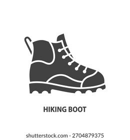 Icono de glifo de la bota de senderismo. signo de Vector de zapato de pista.