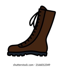 Hiking Boot Icon. Editable Bold Outline With Color Fill Design. Vector Illustration.