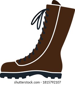 Hiking Boot Icon. Flat Color Design. Vector Illustration.