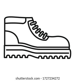 Hiking boot icon. Outline hiking boot vector icon for web design isolated on white background