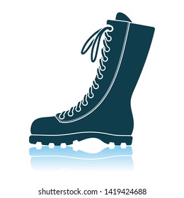 Hiking Boot Icon. Shadow Reflection Design. Vector Illustration.