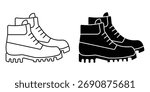 Hiking boot icon vector. Hiking Boots Icon Element For Design. Outline and flat Hiking Boot Icon. Hiking Gear, Vector illustration.