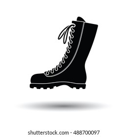 Hiking boot icon. White background with shadow design. Vector illustration.