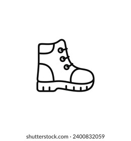 Hiking boot line icon isolated on white background