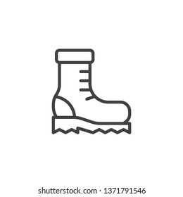 Hiking boot line icon. linear style sign for mobile concept and web design. Climbing boots outline vector icon. Symbol, logo illustration. Pixel perfect vector graphics