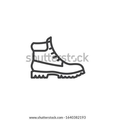 Hiking boot line icon. linear style sign for mobile concept and web design. Mens boots shoe outline vector icon. Symbol, logo illustration. Vector graphics