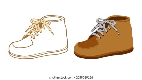 Hiking boot line icon. Outdoor footwear, Adventure shoes vector illustration isolated