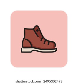 Hiking boot line icon. Shoelaces, ankle, leather. Footwear concept. Can be used for topics like shoe shop, travel, active lifestyle