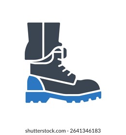 Hiking boot with rugged sole icon