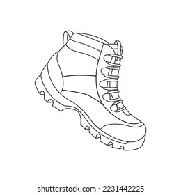 Hiking boot shoe line icon vector symbol sign