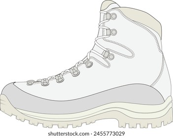 Hiking boot side view vector illustration