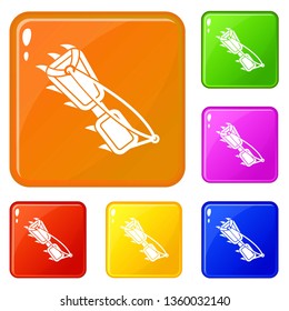 Hiking boot spike icons set collection vector 6 color isolated on white background