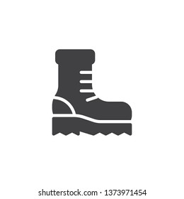 Hiking boot vector icon. filled flat sign for mobile concept and web design. Climbing boots glyph icon. Symbol, logo illustration. Pixel perfect vector graphics