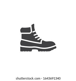 Hiking boot vector icon. filled flat sign for mobile concept and web design. Mens boots shoe glyph icon. Symbol, logo illustration. Vector graphics