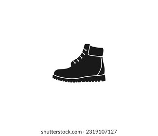 Hiking boot vector icon. filled flat sign for mobile concept and web design. Men's boots shoe glyph icon. Symbol, logo illustration. Vector graphics. Isolated on a white background. Eps 10.