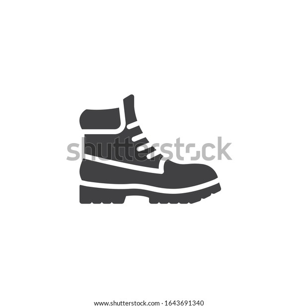 Hiking boot vector icon. filled flat sign\
for mobile concept and web design. Mens boots shoe glyph icon.\
Symbol, logo illustration. Vector\
graphics