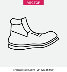 Hiking boot vector icon. Mens boots shoe vector liner illustration on white background..eps