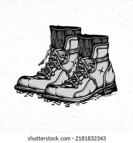 Hiking Boot Vector Illustration detailed and easy to edit