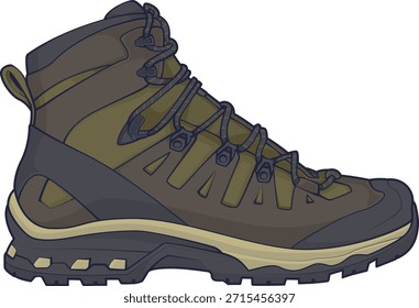 Ilustración vectorial de botas de senderismo. Icono de zapato de trekking al aire libre aislado sobre fondo blanco.