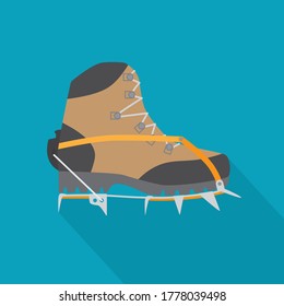 hiking boots with crampons icon- vector illustration