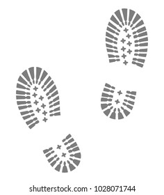 Hiking boots footprints graphic icon. Footprints shoe grey sign isolated on white background. Vector illustration