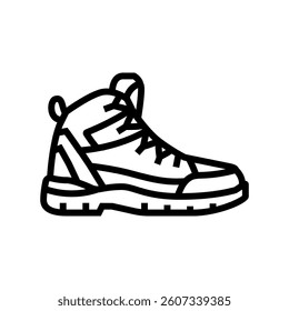hiking boots footwear tourism line icon vector. hiking boots footwear tourism sign. isolated contour symbol black illustration