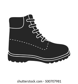 Hiking boots icon in  black style isolated on white background. Shoes symbol stock vector illustration.