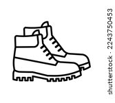 Hiking boots icon. Constructor work boot. Hiking boots mountain shoes. Vector illustration.