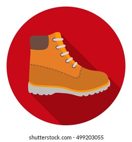 Hiking boots icon in flat style isolated on white background. Shoes symbol stock vector illustration.