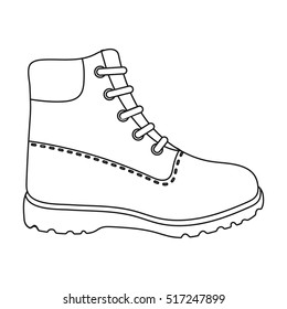 Hiking boots icon in outline style isolated on white background. Shoes symbol stock vector illustration.