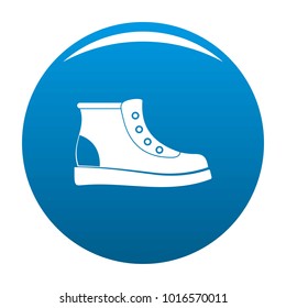 Hiking boots icon vector blue circle isolated on white background 