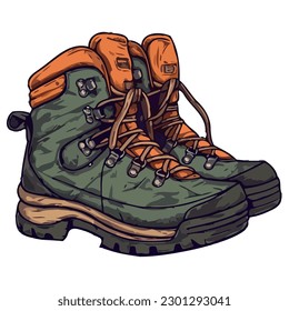Hiking boots illustration vector over white