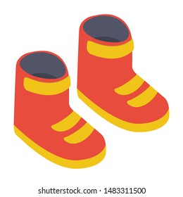 Hiking boots isometric icon vector