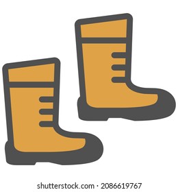 Hiking boots linear icon with colored fill.Vector illustration.