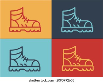 Hiking Boots Logo Template, Simple Flat Icon of hiking,travel,trekking