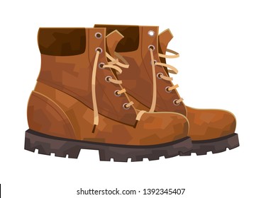 Hiking boots mountain shoes isolated on white background vector