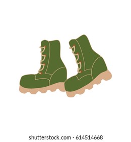 Hiking boots on the white background. Vector illustration