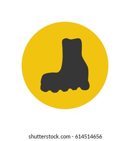 Hiking boots silhouette on the yellow background. Vector illustration