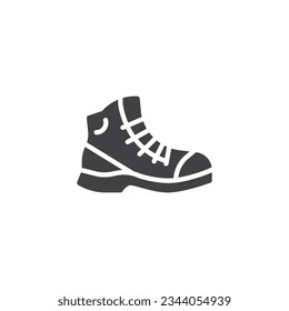 Hiking boots vector icon. filled flat sign for mobile concept and web design. hiking boots glyph icon. Symbol, logo illustration. Vector graphics