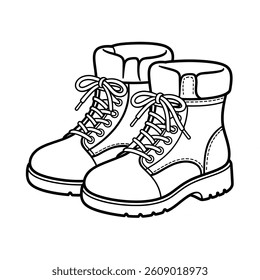 	
hiking boots vector illustration coloring page 