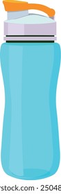 Hiking bottle. Blue plastic container cartoon icon