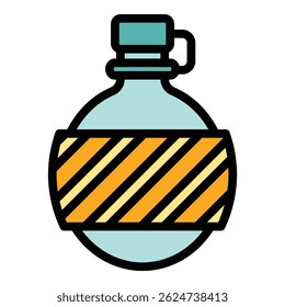Hiking bottle water icon. Outline Hiking bottle water vector icon for web design isolated on white background color flat