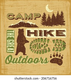 Hiking Camping Design Elements Collage