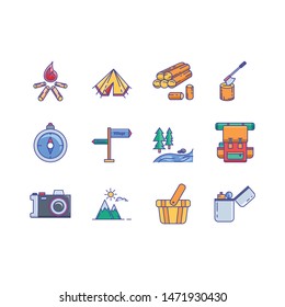 Hiking and camping icon set collection,eps 10