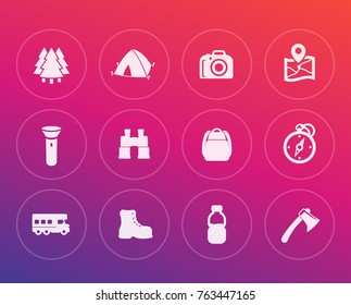 Hiking, camping icons