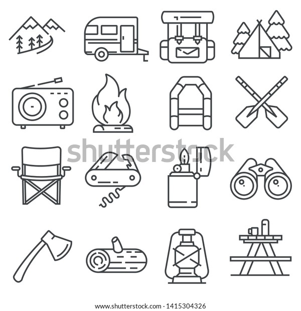 Hiking and
Camping Icons Set. Vector
illustration
